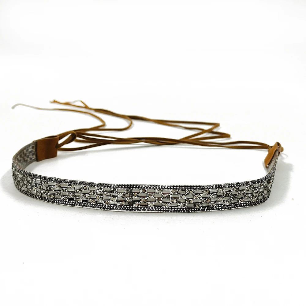 2024 Feiner Glitzer-Strass-Hut-Zubehör, Farbblock-Design, Sommer-Strohhut, Cowboy-Hut, Hutband, Fedora-Hut-Zubehör – Detail 8