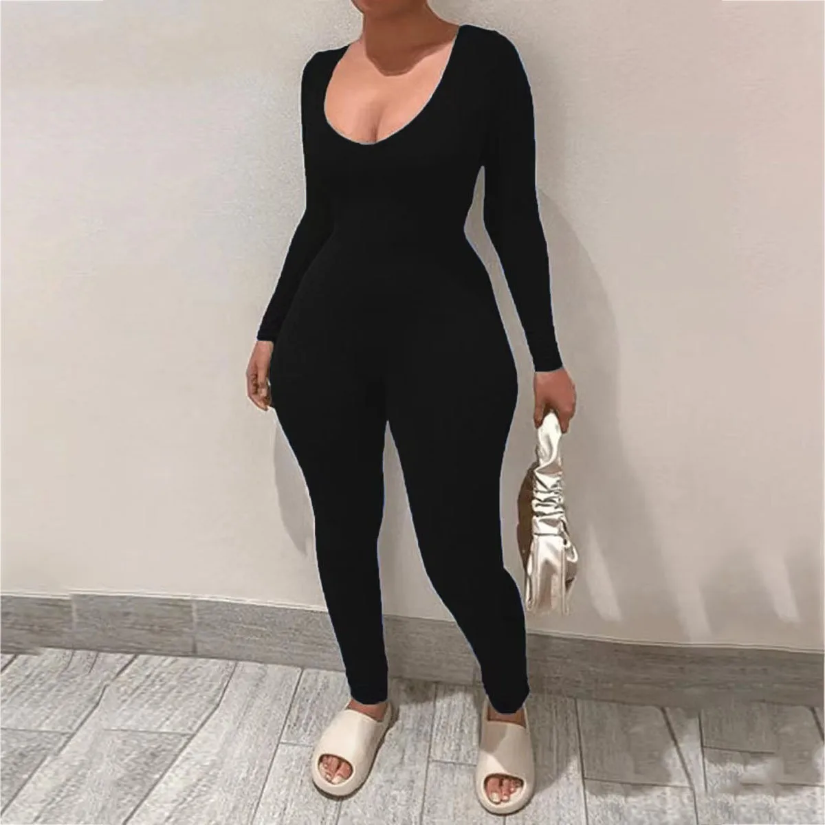 Plus Size Women Jumpsuits 2022 Fall Solid One Piece Outfit Female Fashion 5xl Elegant Jumpsuit Lady Club Pencil Pants Wholesale