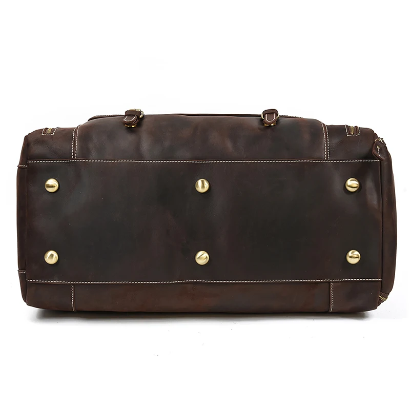 22′ Men’s Genuine Leather Travel Duffle Bag With Shoe Pocket