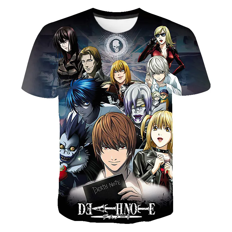 

2023 New Summer Death Note Pattern 3D Printed Streetwear Fashion T-shirt Boy Girl Kids Casual Short Sleeve Men Women Cool Tops