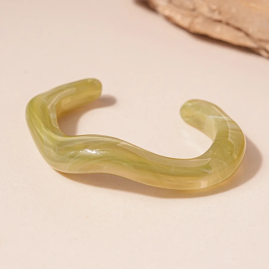 UNICRAFTALE Bracelet Large En Résine Acrylique 2 Couleurs Style Rétro Géométrique 2cm Style Vintage Manchette Tendance Pour Femme