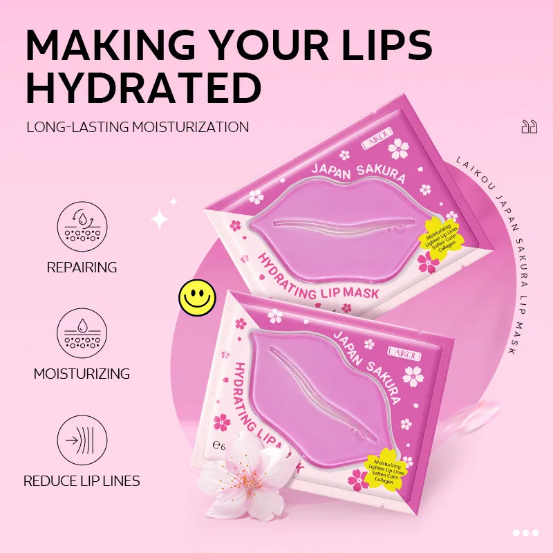 

LAIKOU SAKURA Lip Mask Remove Dead Skin Anti Wrinkle Fade Fine Lines Labial Patches Moisturizing Repairing Beauty Lips Care 6g