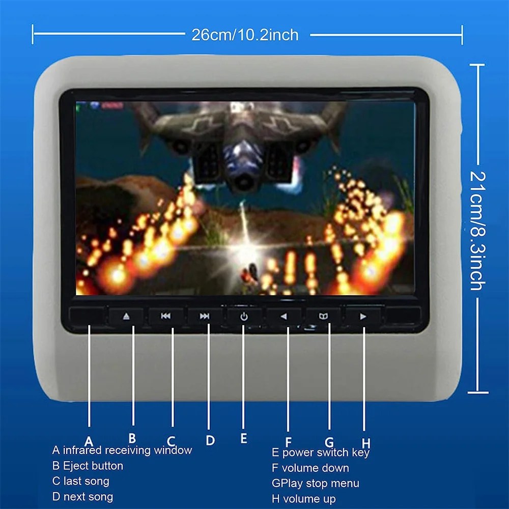 9 인치 카시트 백 헤드 레스트 LCD 디스플레이 mp3/mp4 멀티미디어 플레이어 게임 FM 송신기 원격 제어 DVD 플레이어 모니터
