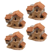 

4Pcs Mini House Shape Ornaments Micro Landscaping Ornament Garden Adornments