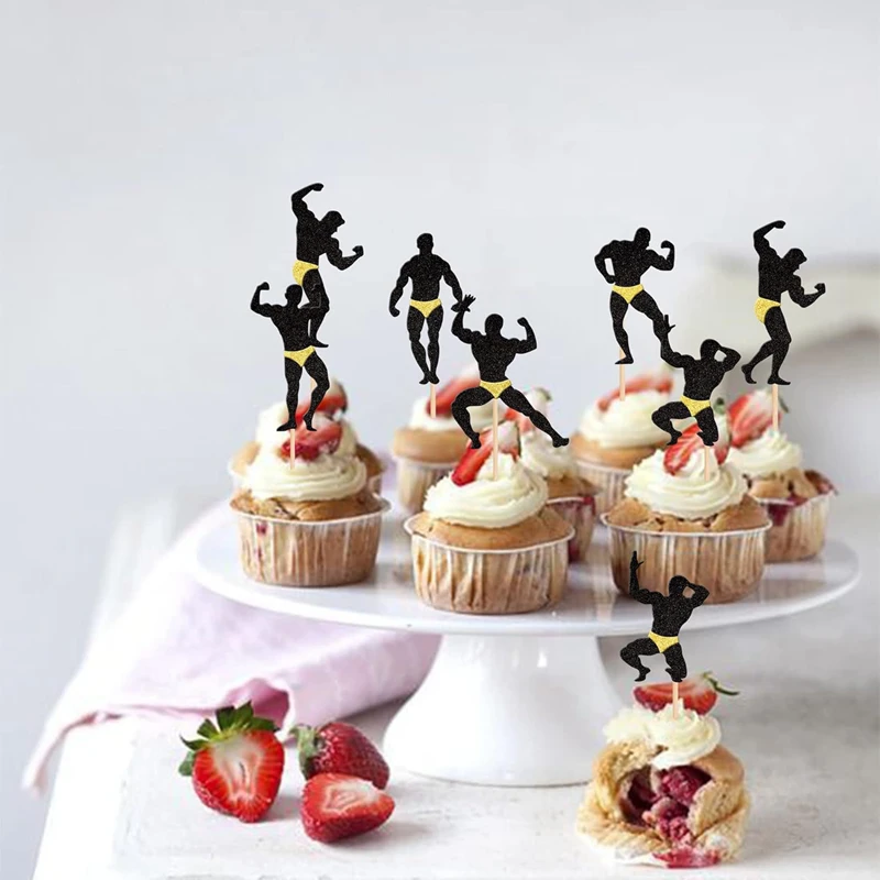 12pcs Bachelorette Party Cupcake Toppers Male Dancers Strippers Dessert Cupcake Picks Hen Night Party Cake Decoration Supplies