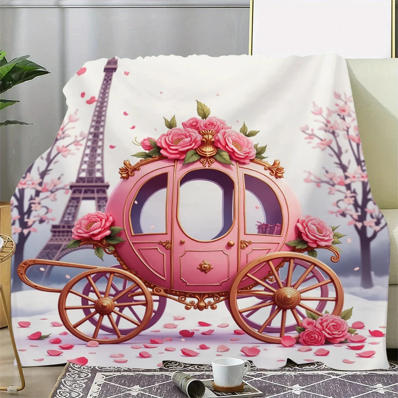 Decke mit Rosen-Eiffelturm-Aufdruck, weiche Überwurfdecke für Freund, Freundin, Ehefrau, Büro, solide Decke zum Valentinstag – Detail 6