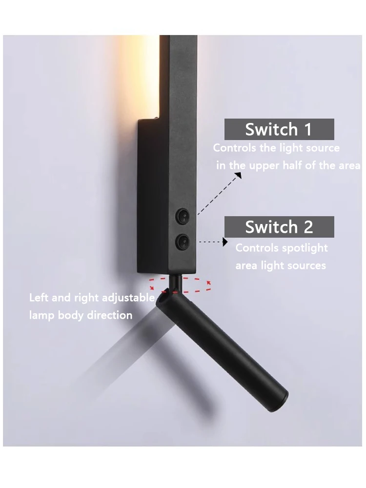 Description Picture 5 of itemItalian minimalist LED wall lamp modern bedroom bedside spotlight creative living room background wall ambient light