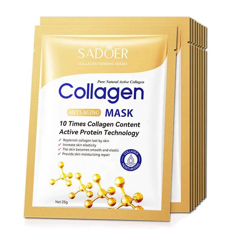 10-Pack Anti-Wrinkle Collagen Face Masks - Moisturizing & Brightening Skincare Treatment