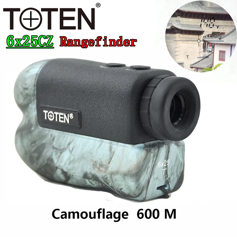 TOTEN Ergonomic Design 6x25 Golf Laser Rangefinder Portable 600m Distance Meter FMC Bak4 Poof Hunting Optics Telemeter Monocular