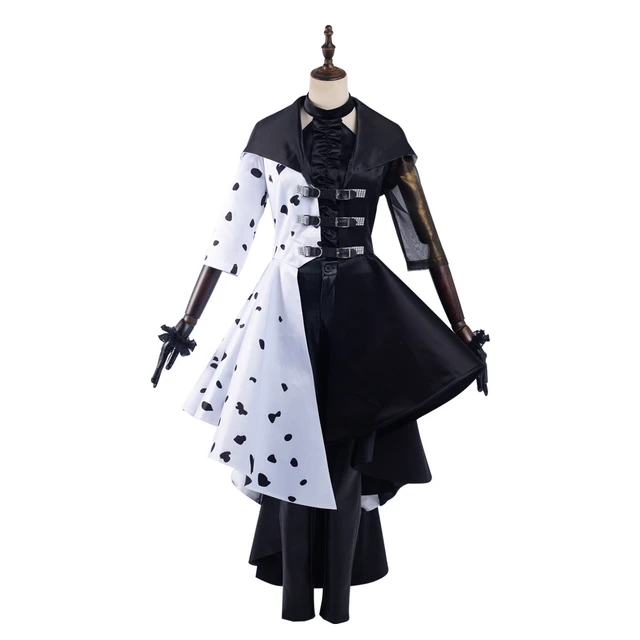 Cruella Cosplay Cruella De Vil Costume Deville Dress Girl Woman Outfit  Children Halloween Carnival Birthday Party Suit Estella - Cosplay Costumes  - AliExpress