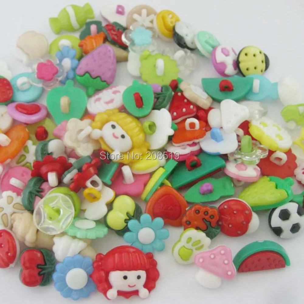 

NBNKLA 50Pcs Mixed Plastic Buttons Shank Type Combined Children Clothes Sewing Supplies