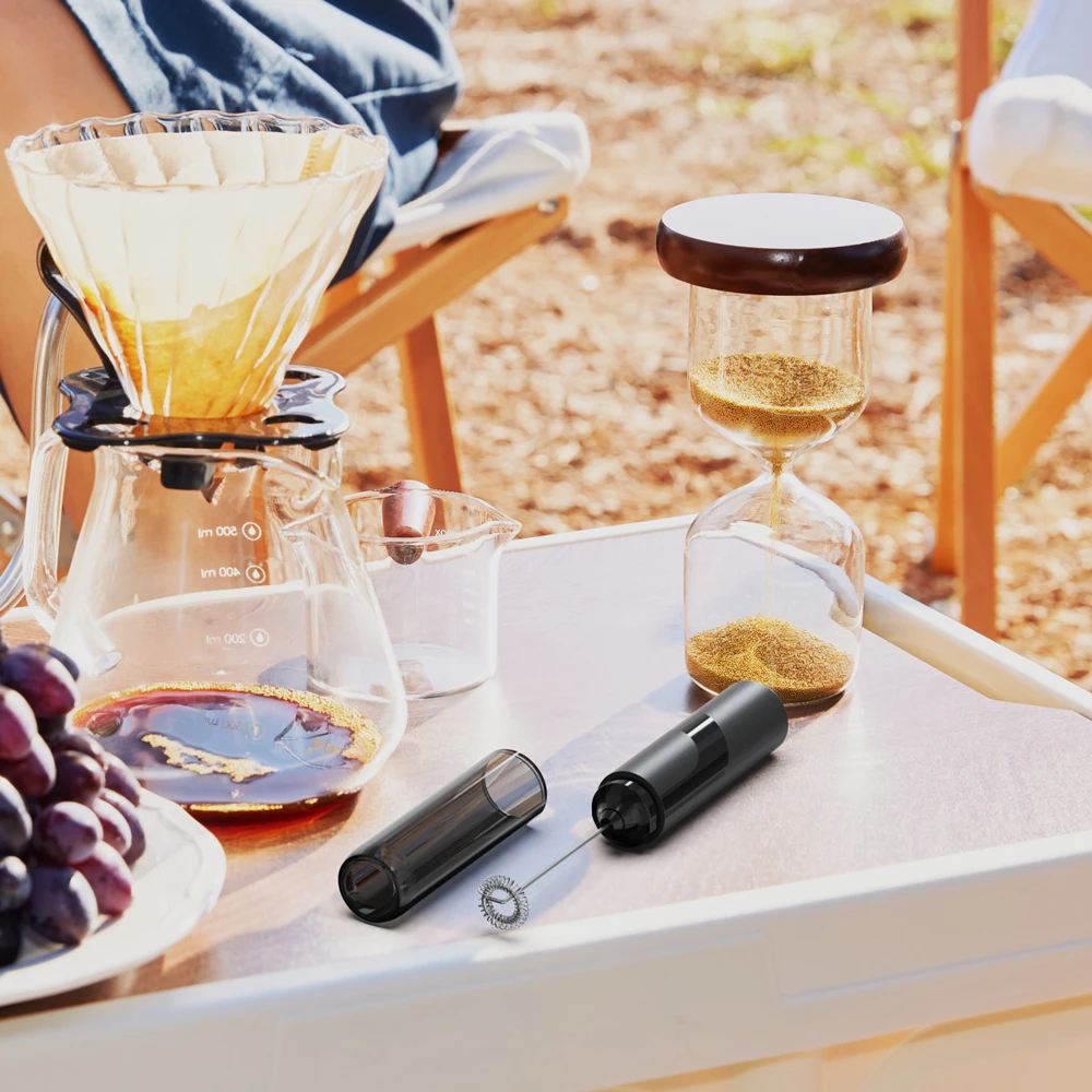 Stainless Steel Electric Milk Frother Handheld Coffee Frothing Wand With 10000 RPM Portable Latte Cappuccino Foamer AA Battery 4