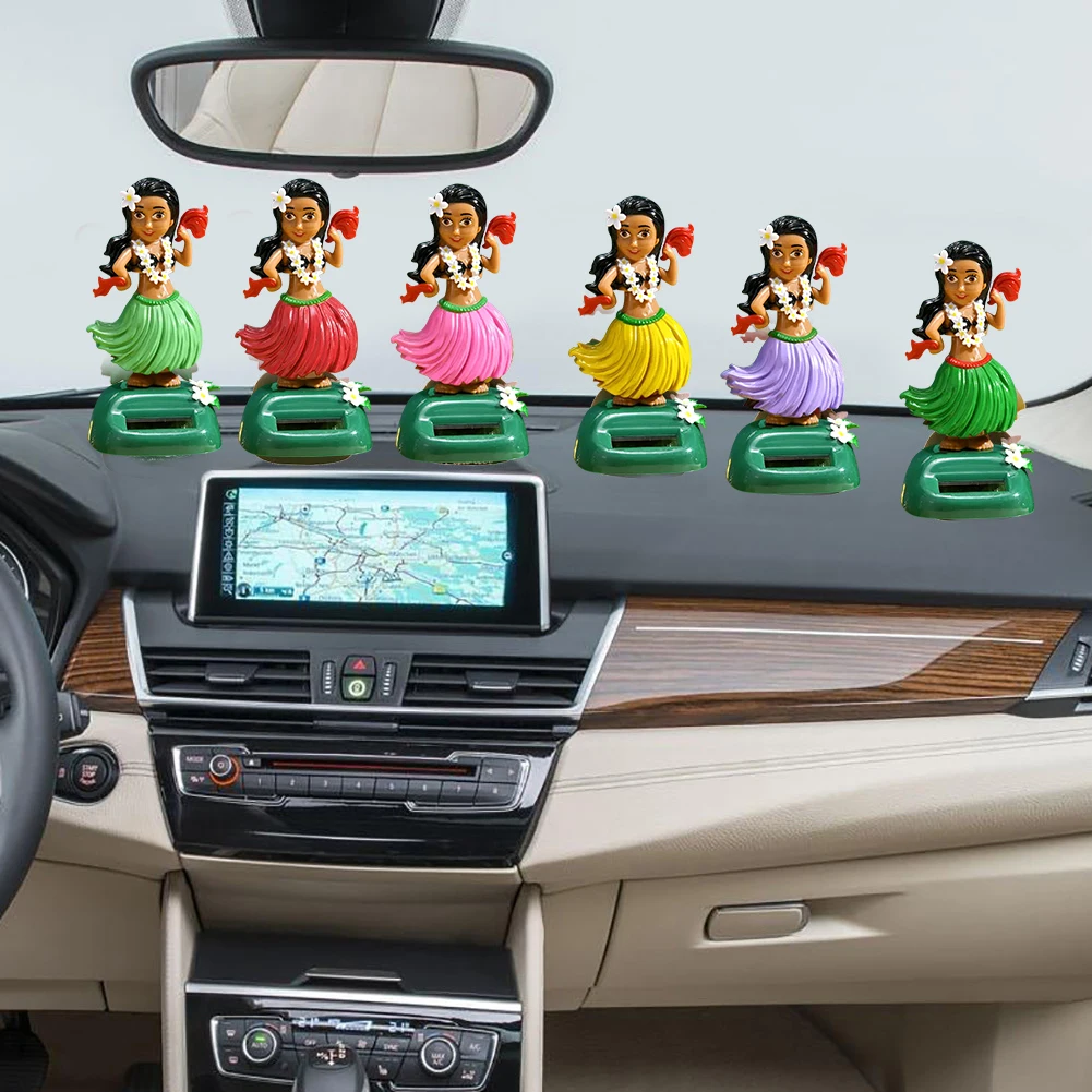 ITimo - Figurine Décorative Hawaii Girl Solaire Pour Tableau De Bord De Voiture - Hoche La Tête Au Soleil - 2