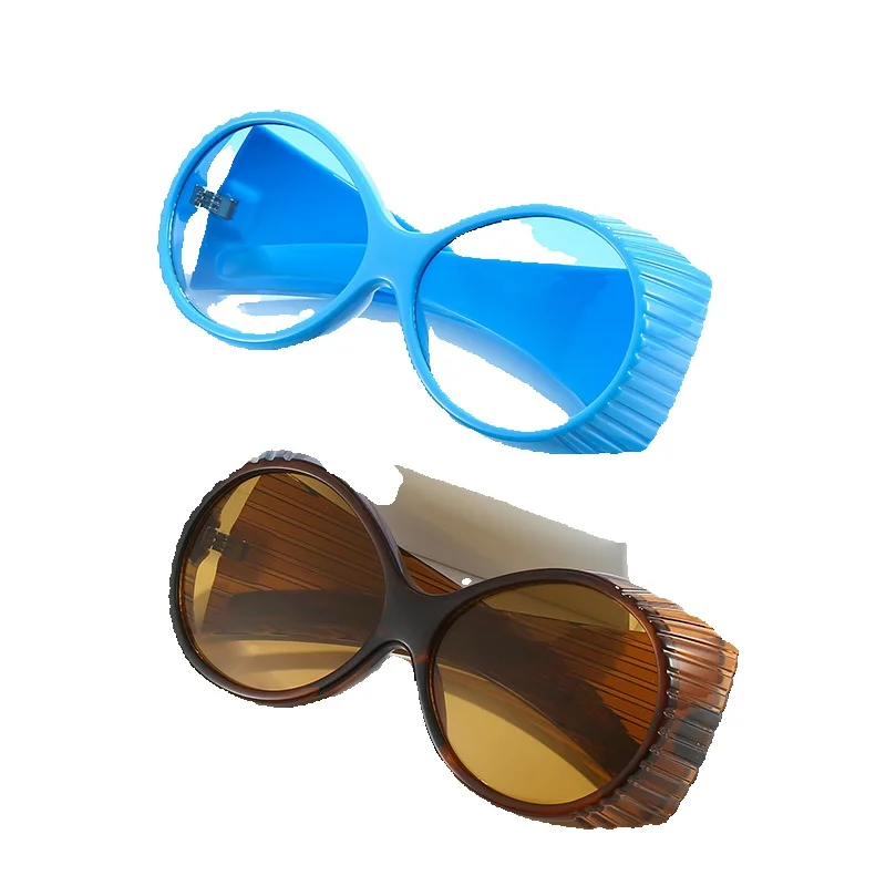 Neue ovale personalisierte Netzwerk-Sonnenbrille in Rot mit großem Rahmen, Show-Style-Linie, modische Sonnenbrille für Damen_voghion.com