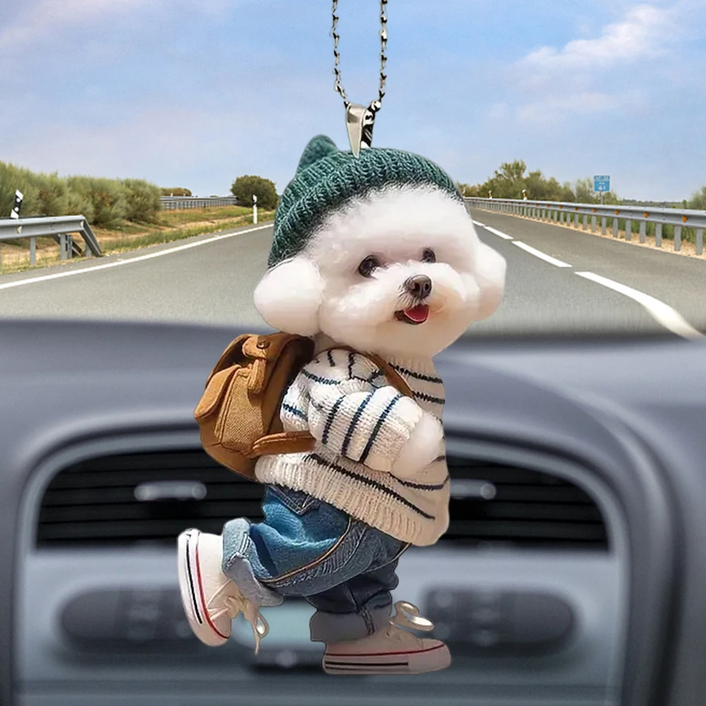 Acrylic Car Hanging Puppy Ornament for Interior Decoration