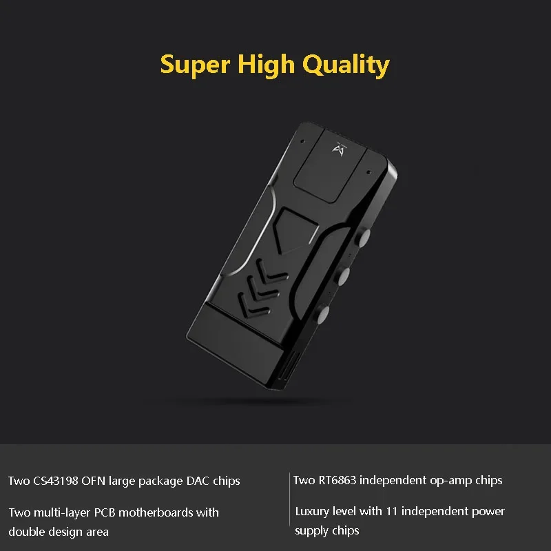 Portable Decoding Headphone Amplifier Dual CS43198 Support DSD256 32BIT 384K Lossless Decoding HIFI Headphone DAC Big Thrust
