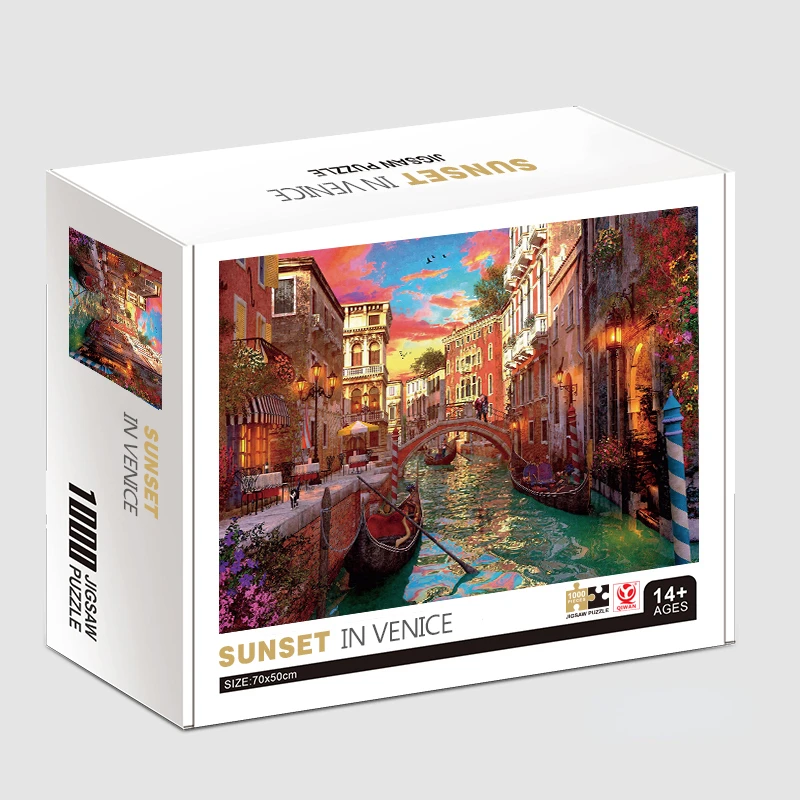 

70*50cm Adult Puzzle 1000 Pieces Paper Jigsaw Puzzles Sunset In Venice Famous Painting Series Learning Education Craft Toys