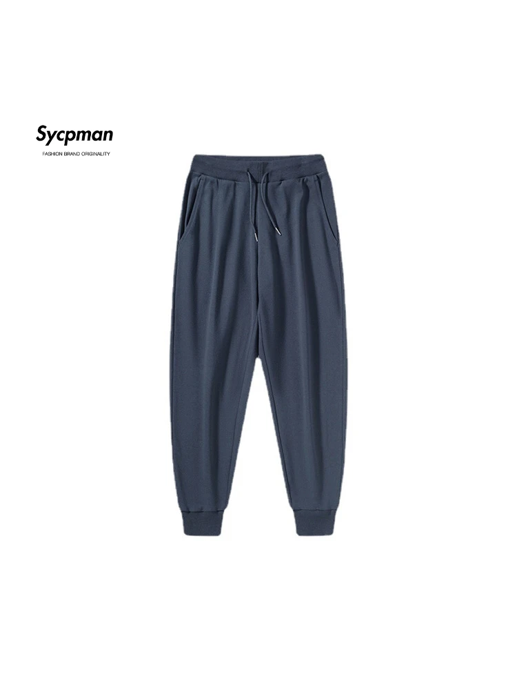 

Sycpman Solid Terry Knitted Trousers for Men Spring and Autumn Loose Casual Jogger Pants Couple Sweatpants