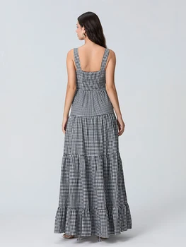 Women s Boho Floral Print Spaghetti Strap Maxi Dress V-Neck Sleeveless Summer Beach Dress with Tiered Skirt and Embroidery 6