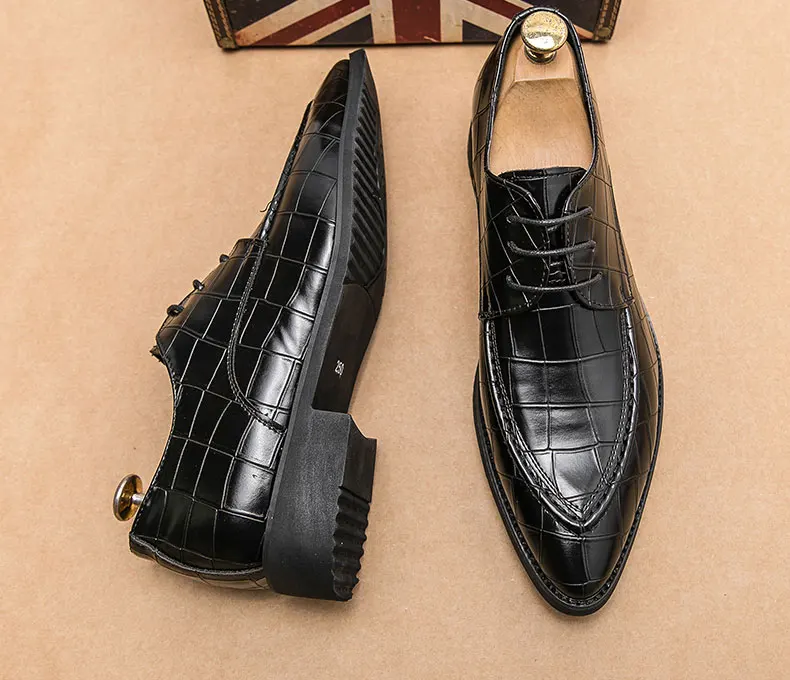 Men Derby Shoes Split Leather 38-46 Big Size Fashion Black Lace-up Oxford Flats Classic Business Formal Casual Loafers