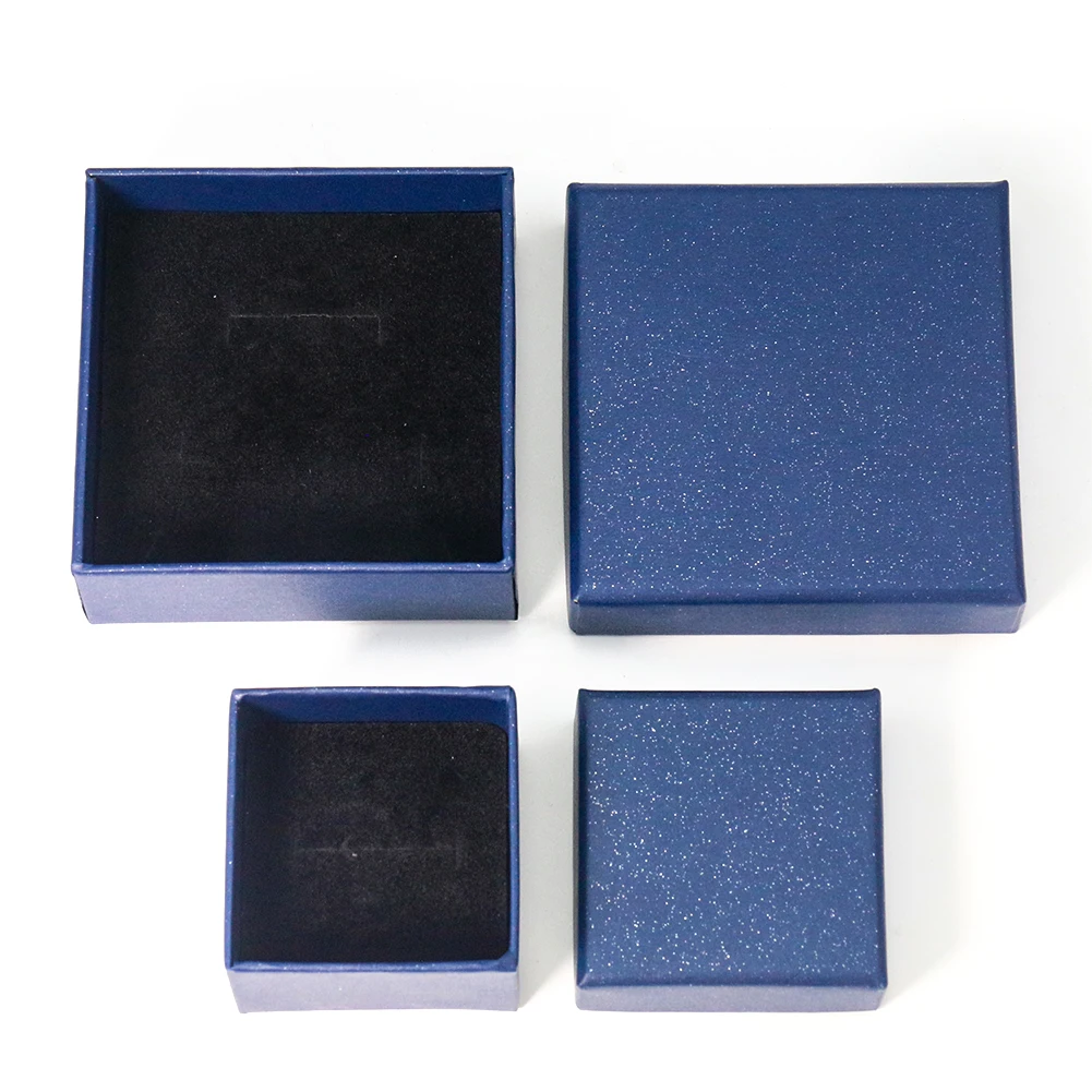 

5.5/8.5cm Blue Jewelry Set Display Gift Box Ring Necklace Bracelets Earring Packaging Boxes with Sponge Inside Rectangle Square