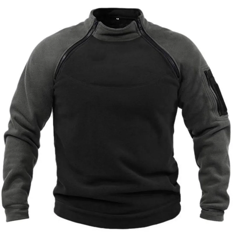Men's Sweater Loose Contrast Color Outdoor Warm Pullover Sweatshirt