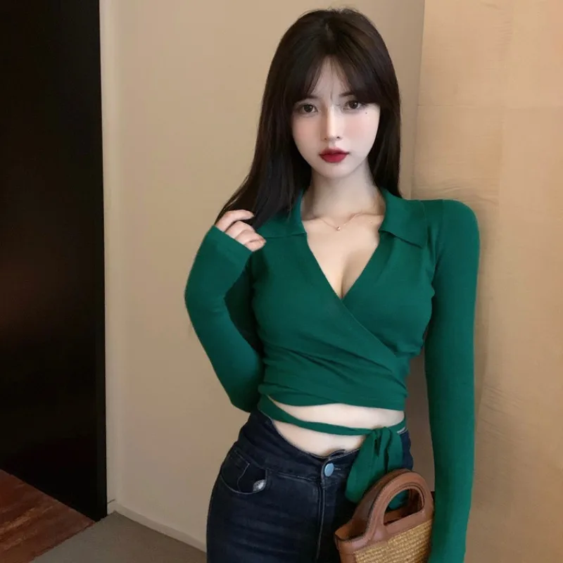 Women Summer V Neck Slim Fit Cropped T Shirts
