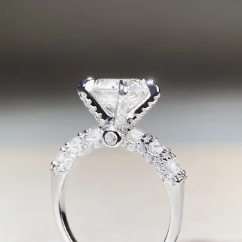 18K white gold and platinum PT950 firework cut ring for women 3 carat luxury full set six claw diamond ring moissanite ring 1