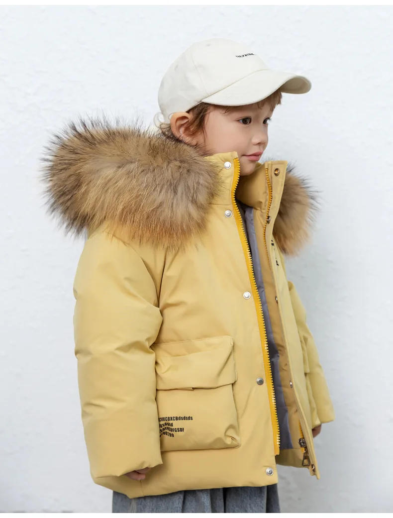 OLEKID 2025, Winter-Daunenjacke für Babys, mit Kapuze, dick, warm, Daunenjacke für Jungen, 2–8 Jahre, Kinder, Kleinkind, Junge, Parka, Oberbekleidung, Mantel – Detail 9