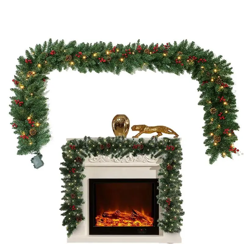 

Pre Lit Decorated Garland Artificial Flower Vine PlantHanger Multifunctional LED Wall Pendant Staircase Light For ChristmasDeco