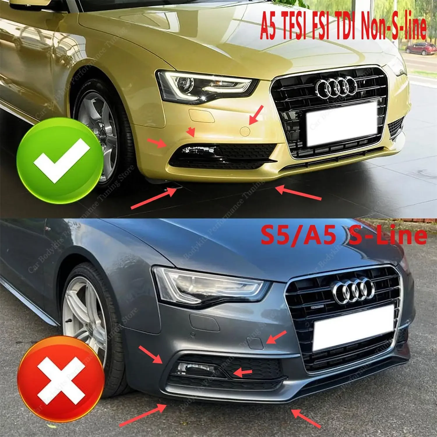 앞 범퍼 립 스포일러 스플리터 디퓨저 Audi A5 B8.5 8T 8F TFSI TDI Non-S-Line 2012-2016 Facelift Bodykits Tuning