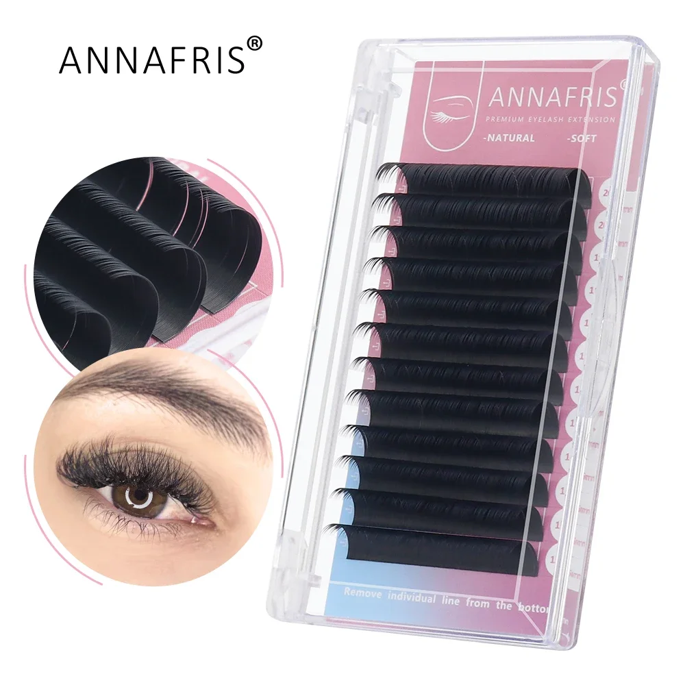 ANNAFRIS Koreanische PBT 8 ~ 25mm MIX Lange Länge Natürliche Matte Individuelle Premium Wimpern Verlängerung Faux Nerz Liefert Wimpern make-up