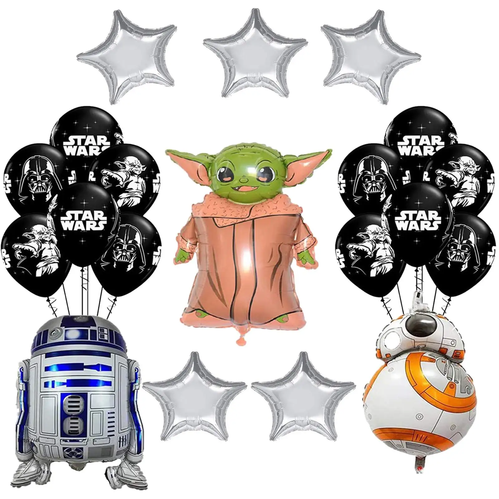 

20 шт Star Wars Balloons Set Мандалорская тема День рождения принадлежности Baby Yoda Balloon Bouquet Decorations Kids Boys Girls