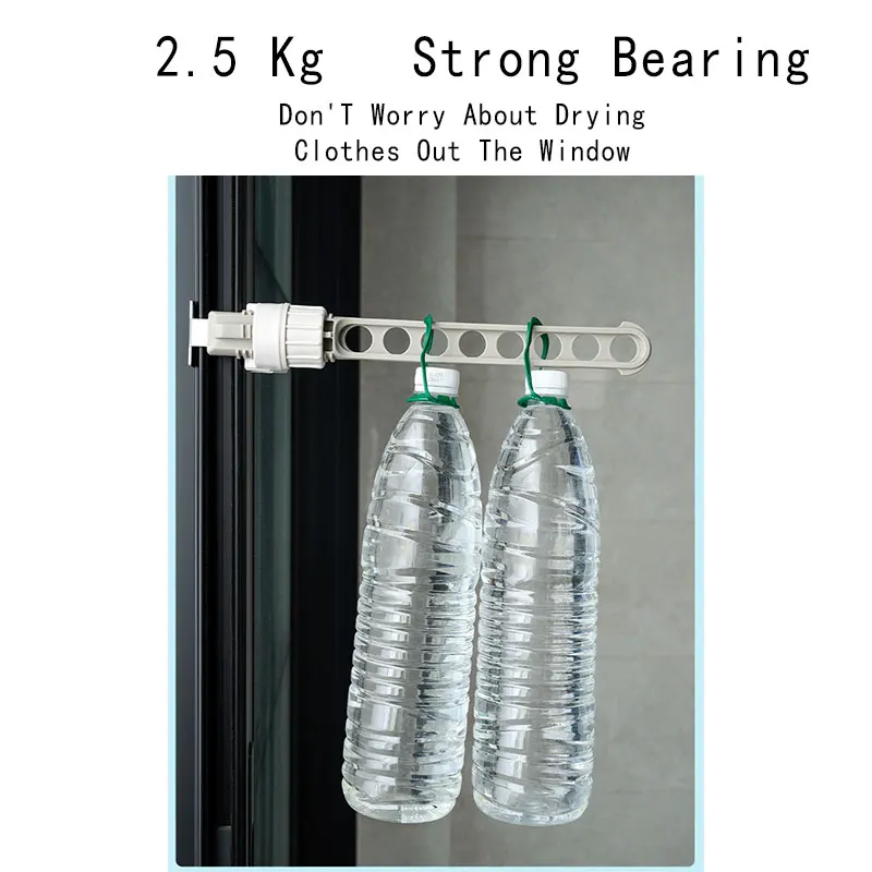 Indoor 8 Holes Clothes Hanger Window Frame Drying Rack Balcony Laundry