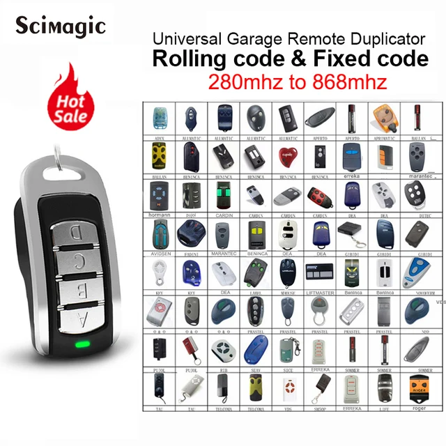 Garage Control Door Remote Control 287MHz 433.92MHz 868MHz Fixed Rolling Code Gate Command Transmitter 280-900MHz Door Opener 3