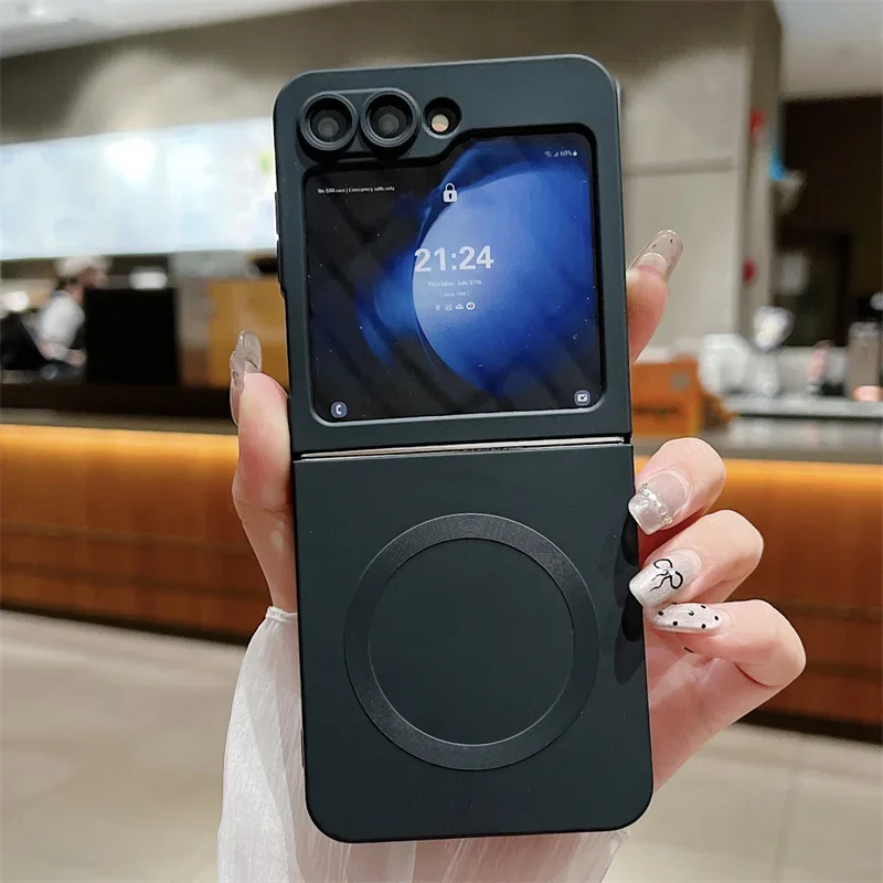 Luxury Liquid Silicone Magnetic Phone Case For Samsung Galaxy Z Filp 3 4 5 6 For Magsafe Shockproof Soft TPU Back Cover