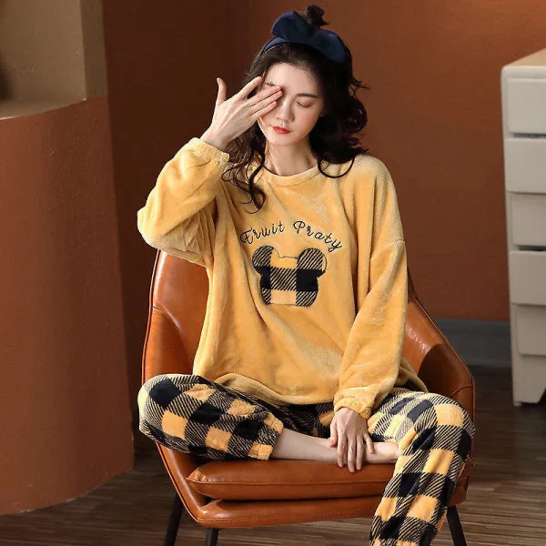Donald Duck Pajamas Winter Thickening Flannel Pajamas Cartoon Cute Soft Casual Warm Comfortable Home Clothes Set 6