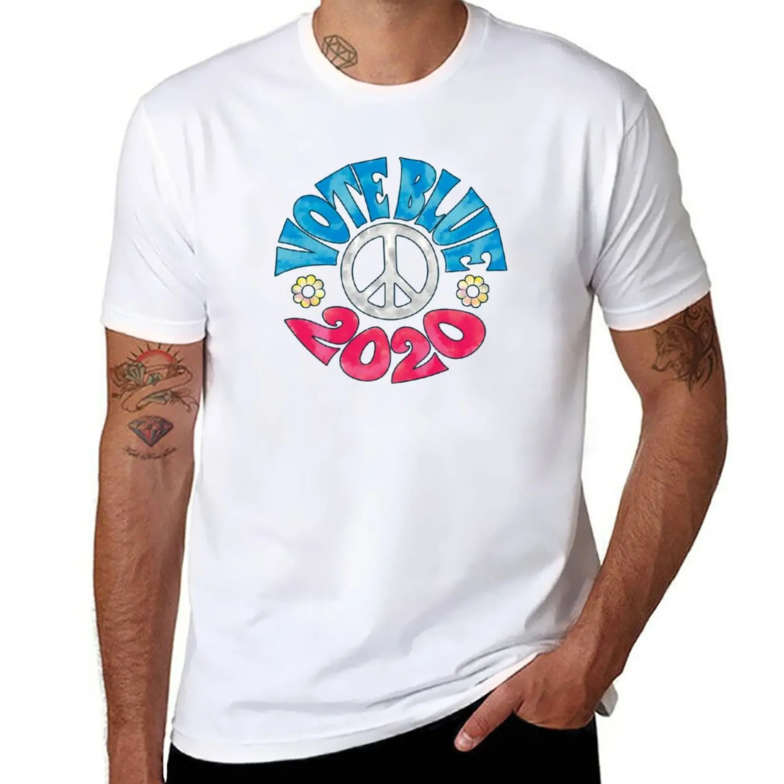 

New Peace Sign Tie Dye Vote Blue 2020 Watercolor Democrat Voter T-Shirt sublime t shirt tees men workout shirt