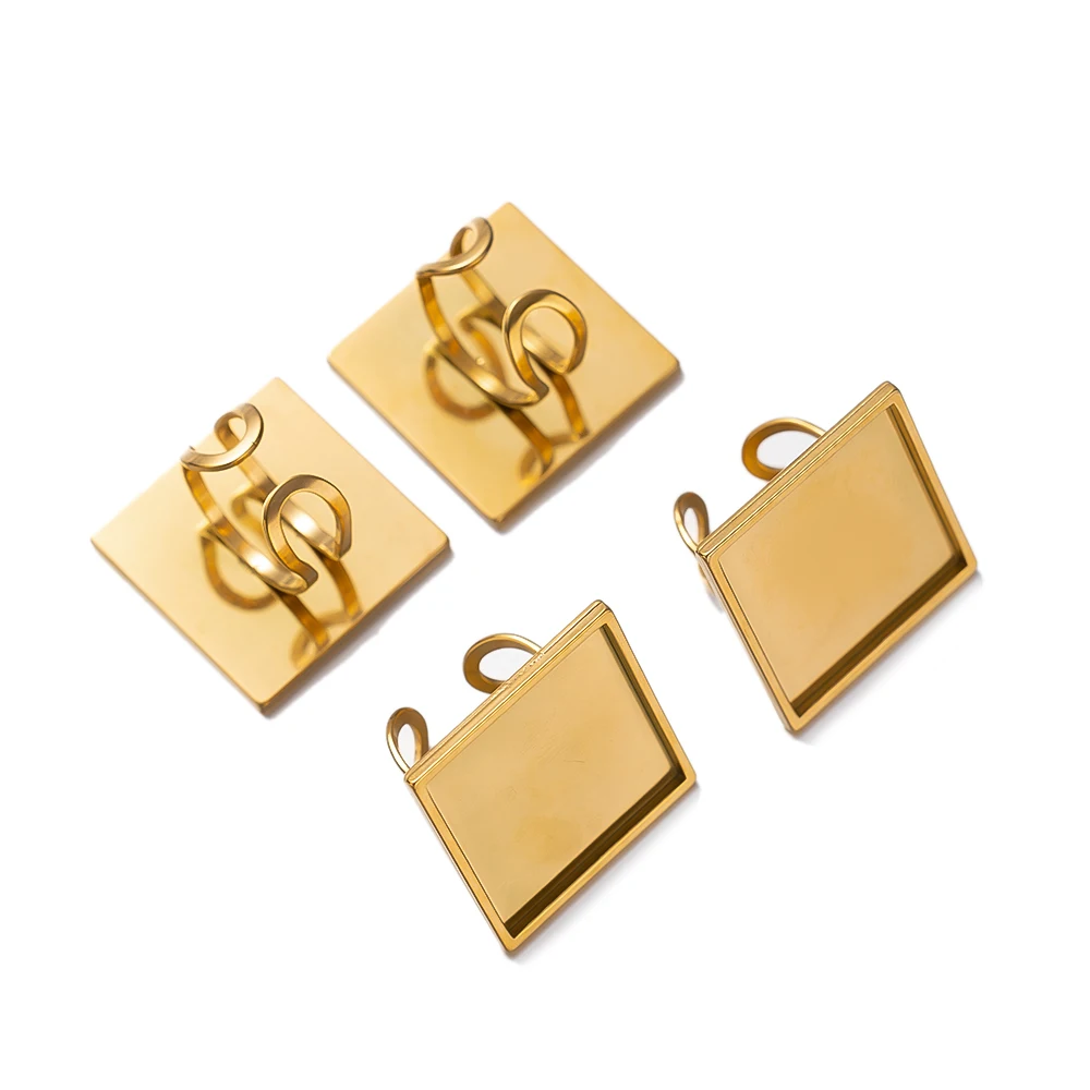 4 Stücke Edelstahl Golden Blank Einstellbare Ring Flache Runde Cabochon Basis Tablett Einstellungen Für DIY Schmuck Machen Erkenntnisse Supplie – Detail 3
