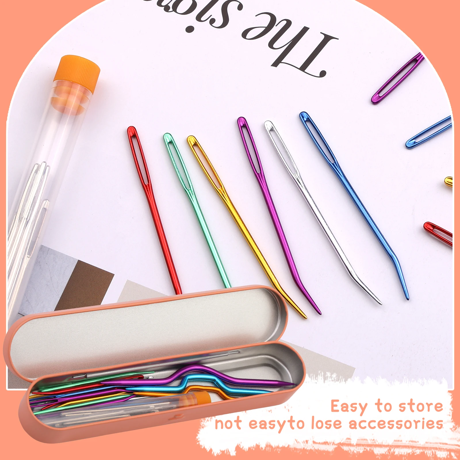 Crochet Knitting Set Crochet Kit with Large-Eye Blunt Needle Darning Needle Storage Box Yarn Tapestry Needles