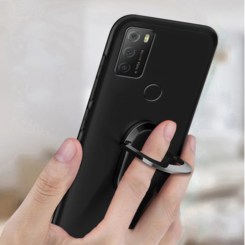 전화 Funda TCL 20E 케이스 TCL 20E 커버에 대한 6.52 인치 블루 레드 블랙 손가락 반지 소프트 실리콘 Coque