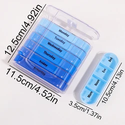 Portable 7 - Day Pill Organizer with 28 Compartments for Daily Medication Management (Blue)