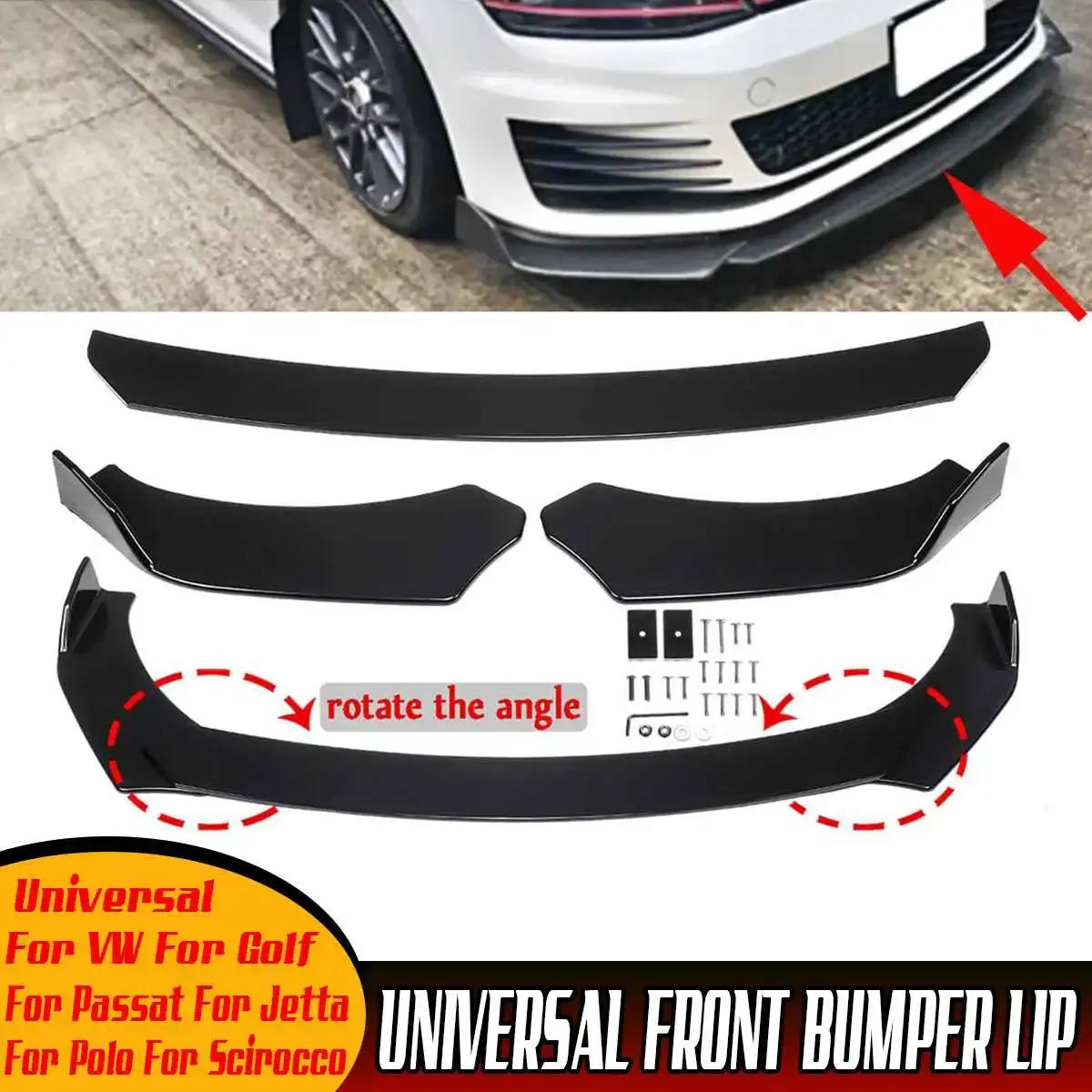 

Univesal Car Front Bumper Splitter Lip Diffuser Guard For VW For Golf MK5 MK6 MK7 CC For Passat For Jetta For Polo For Scirocco