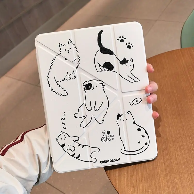 Cute Cat Y-Fold Tablet Case, Universal 8-11 Inch