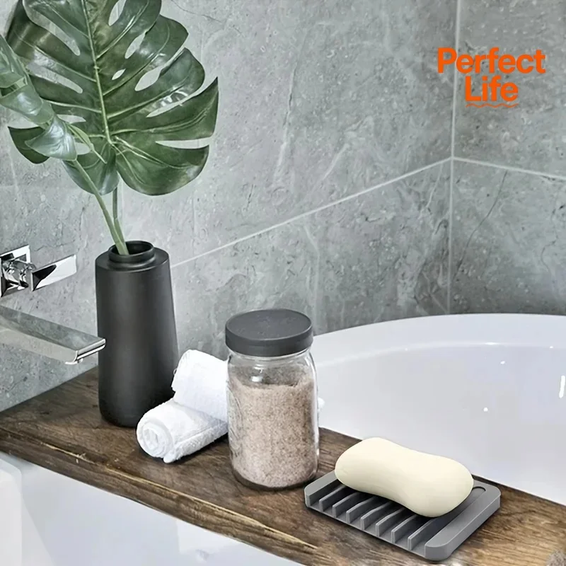 1Pcs Silicone Self Draining Soap Holder Dish Soap Saver for Shower Bathroom Kitchen Keeps Bars Dry And Clean