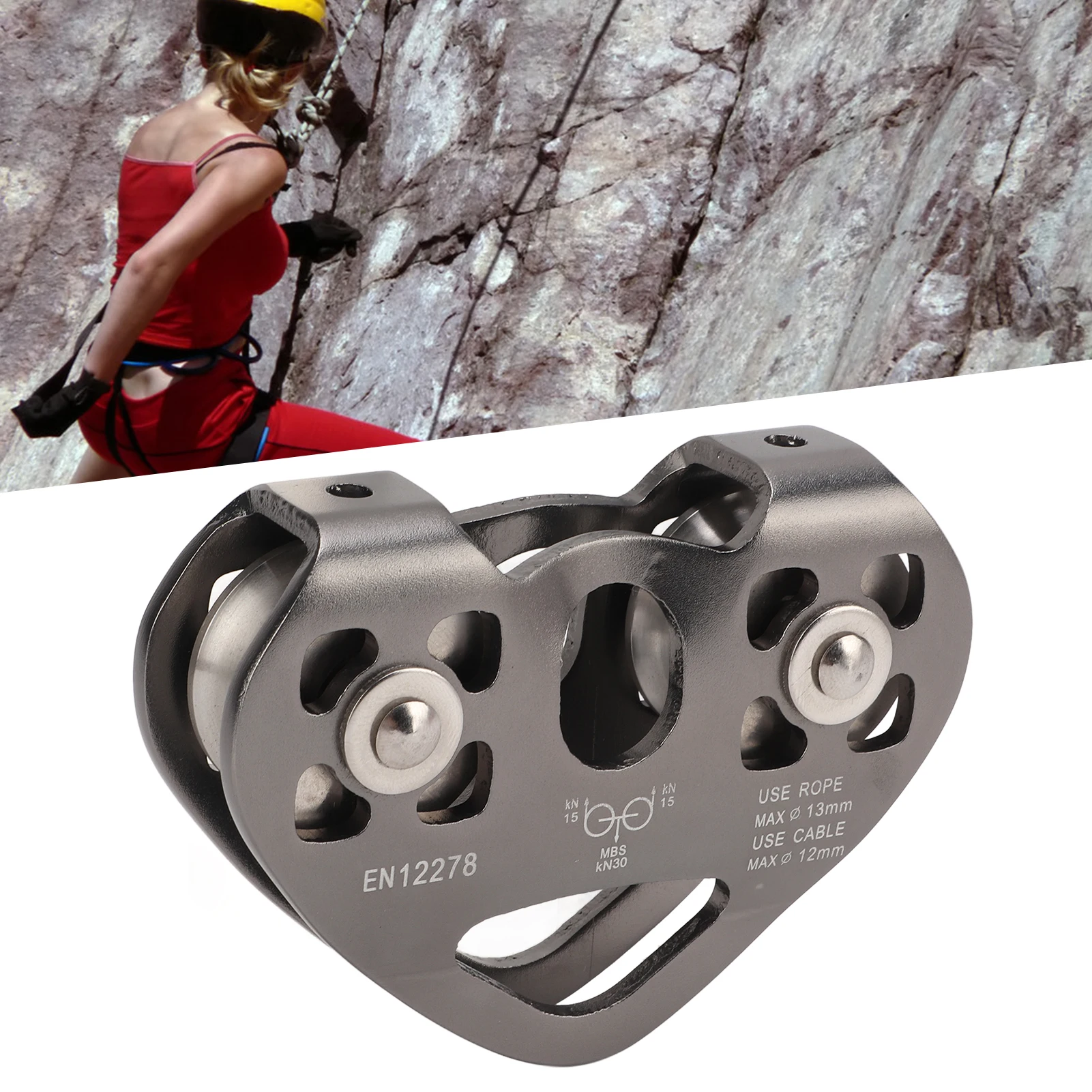 Enhanced Aluminum Tandem Speed Zipline Pulley for Rock Climbing and Mountaineering