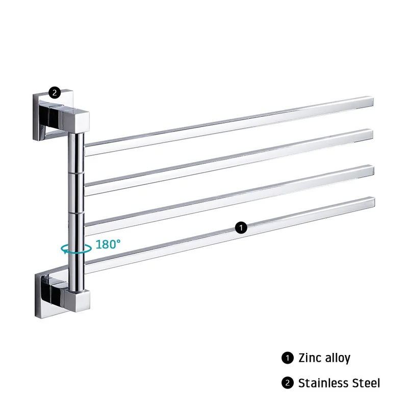 Rack Towel Stainless Steel 2/4 Swivel Towall Mounted Rotatable Bathroom Accessoriesel Bars Hanger Bathrobe Towel Rack Holder W towel rack