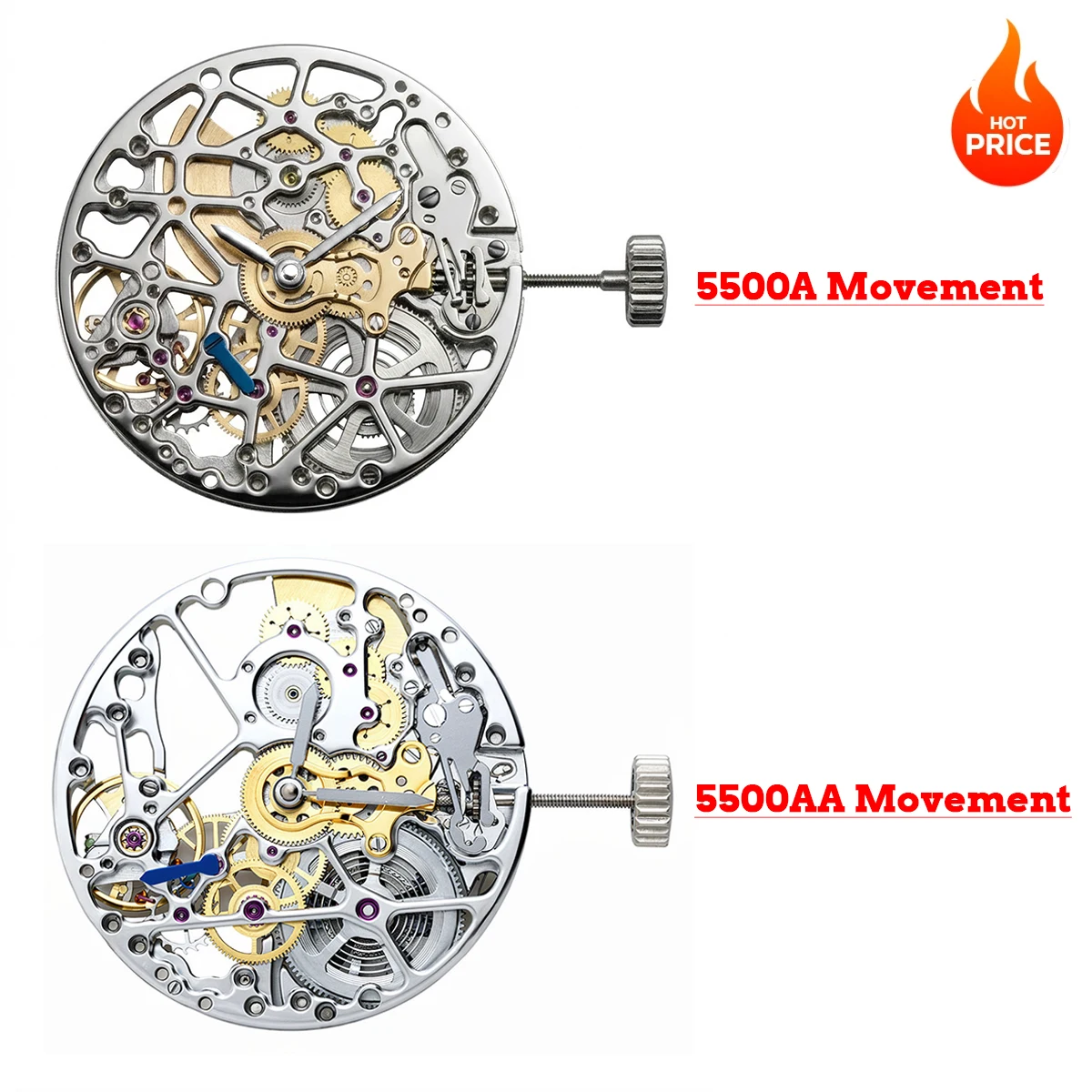 새로운 5500A 기계식 무브먼트 33개의 보석이 있는 손으로 감는 시계 무브먼트(550AA 무브먼트용) 시계 수리 부품