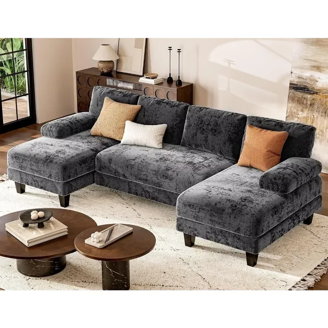 Grey U-Shaped Modular Sectional Sofa 2
