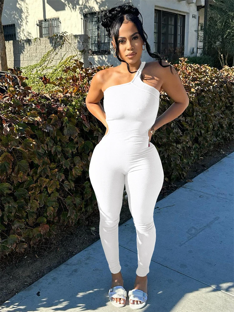 Inwoman Spring Sexy White Bodycon Jumpsuit Summer Outfit For Women 2022  Black High Quality Sleeveless One Shoulder Jumpsuit _ - AliExpress Mobile